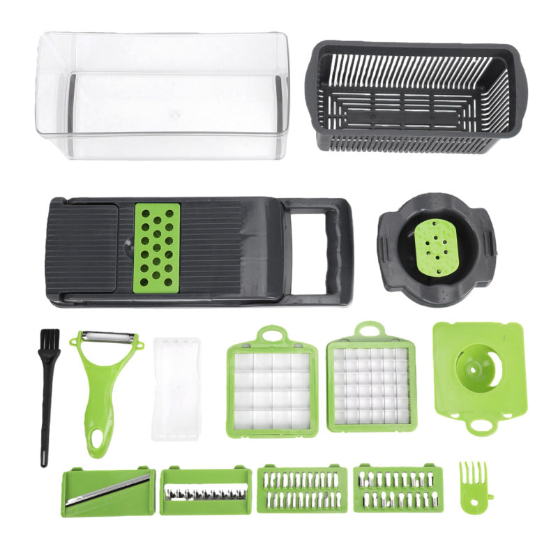 Vegetable Chopper With 1.5L Container Manual Food Veggie Cutter Kitchen Gadgets For Potatoes Tomatoes Cucumbers Carrots