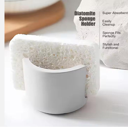 Diatom Mud Sponge Rack Kitchen & Bathroom Sink Caddy For Sponges Scrubbers