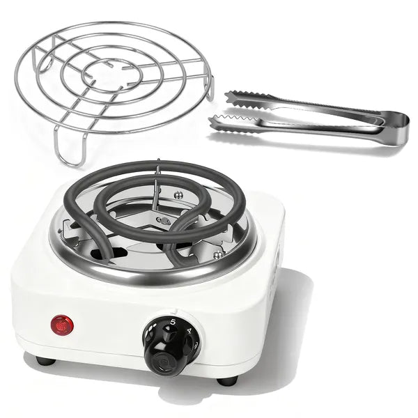Electric Charcoal Burner 500W Hookah Charcoal Burner Compact Coal Burner For Hooka Cubes Shisha With Grill And Tongs 5 Temperature Gears Thermost