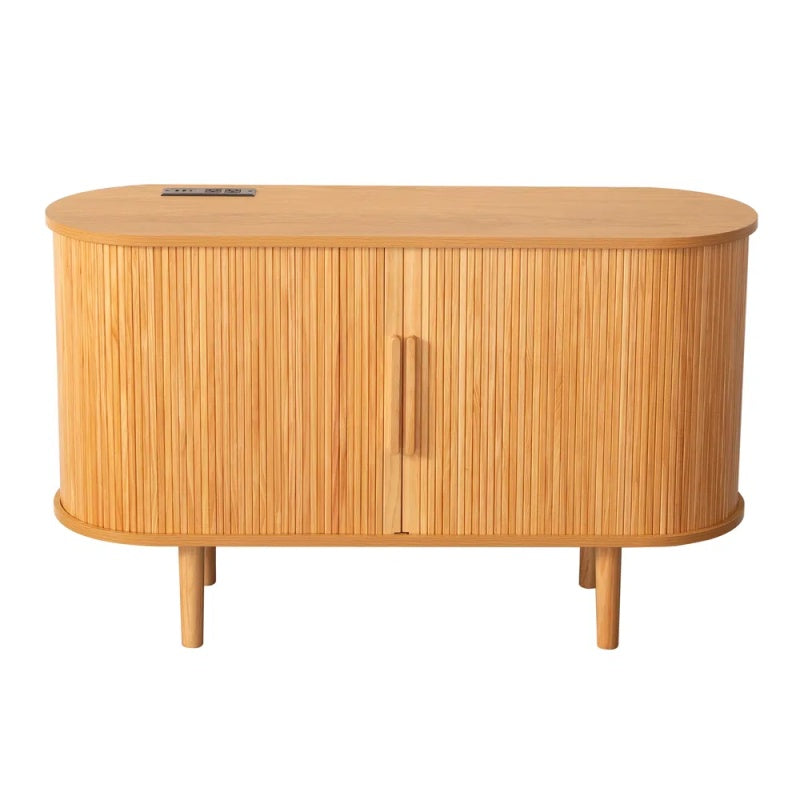 Fralimk Sideboard Buffet Cabinet With Storage, Modern Fluted Storage Cabinet For Dining Room, Tambour Door Console Table For Living Room, Office