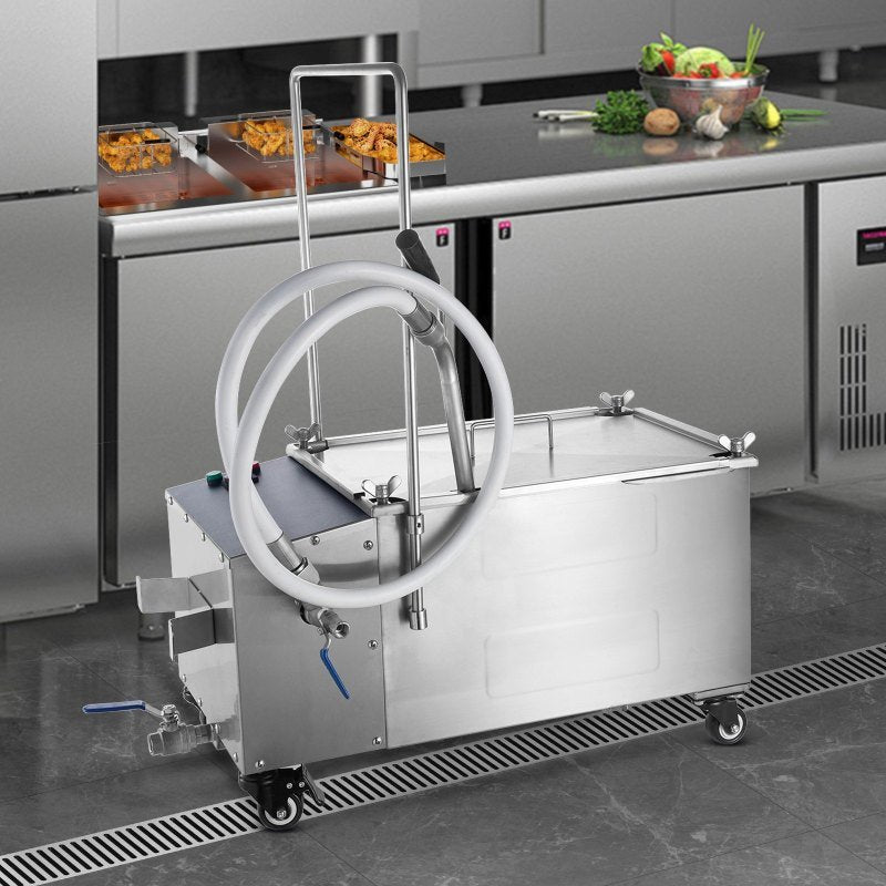 Mobile Fryer Filter, 38L Oil Tank Capacity, Oil Filtration System With 10 L/min Oil Filtration Speed, Mobile Frying Oil Filtering System With Swi