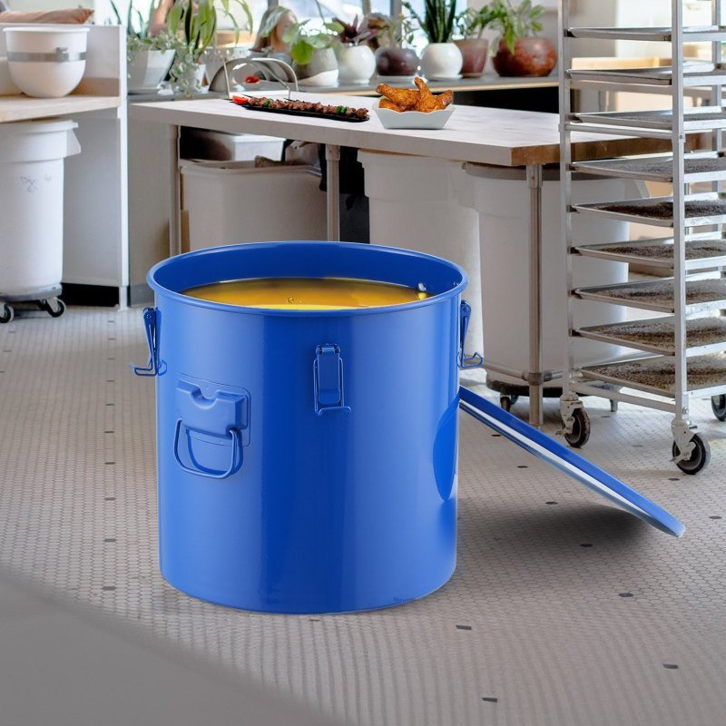 Fryer Grease Bucket, 10 Gal Oil Disposal Caddy Carbon Steel Fryer Oil Bucket With Rust-Proof Coating, Oil Transport Container With Lid, Lock Clip
