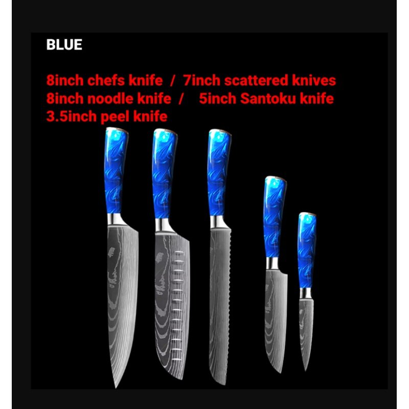 8-inch Chef Knife with Blue Resin Handle