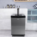Beer Kegerator, Dual Tap Draft Beer Dispenser, Full Size Keg Refrigerator With Shelves, CO2 Cylinder, Drip Tray & Rail, 32°F- 75.2°F Temperature