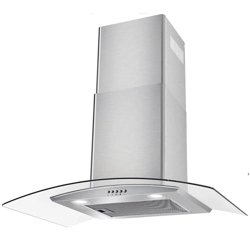 30" Wall Mount Range Hood 450CFM Tempered Glass Vented 3-Speed Fan W/LEDs