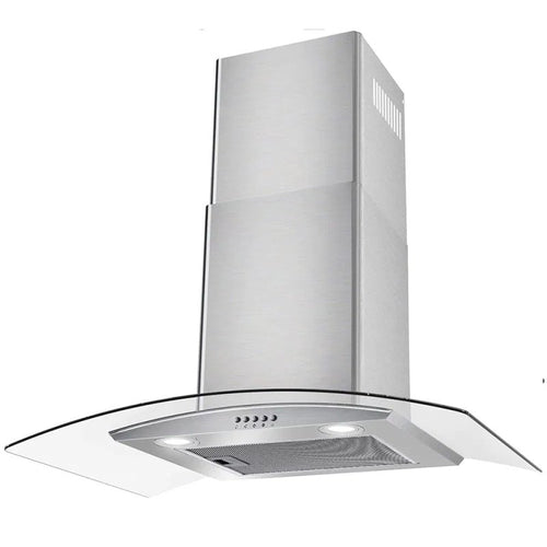 30" Wall Mount Range Hood 450CFM Tempered Glass Vented 3-Speed Fan W/LEDs