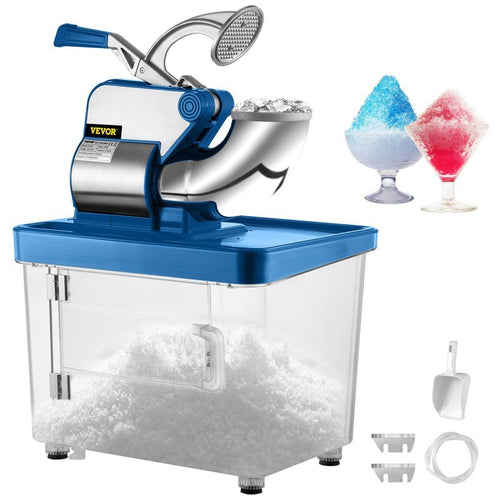 110V Commercial Ice Crusher 440LBS/H, ETL Approved 300W Electric Snow Cone Machine With Dual Blades, Stainless Steel Shaved Ice Machine With Safe