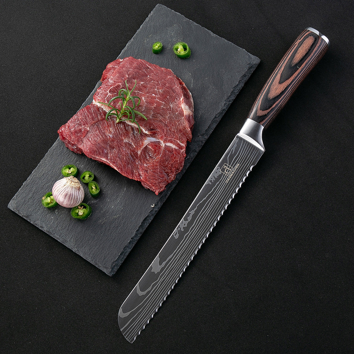 8 Damascus Pattern Stainless Steel Chef's Knives