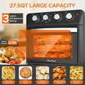 27.5QT 6-in-1 Air Fryer Toaster Oven Dropdown-Door 6-Slice Countertop Convection Oven For Air Frying, Baking, Roasting, Broiling & Grilling, 1600