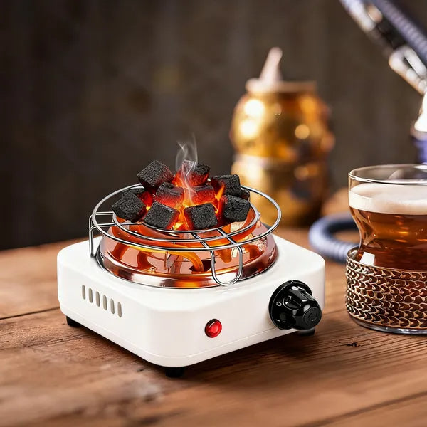 Electric Charcoal Burner 500W Hookah Charcoal Burner Compact Coal Burner For Hooka Cubes Shisha With Grill And Tongs 5 Temperature Gears Thermost