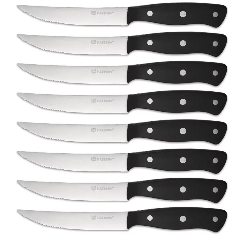 8-Piece 4.5-Inch Steak Knife Set, Carbon Steel Double Bevel, With Eco-Friendly POM Handles And Gift Box