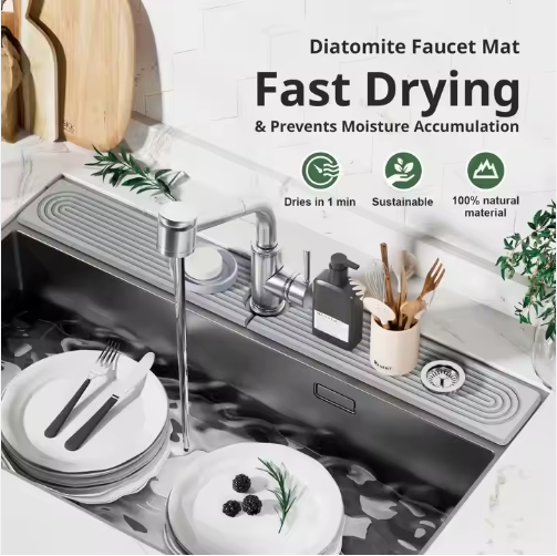 Diatomaceous Earth Sink Tray Stone Home Sink Caddy Kitchen Instant Dry Sink Organizer
