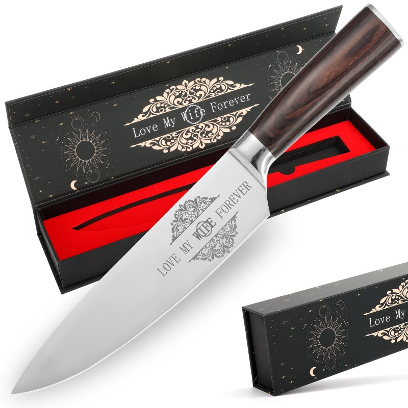 Gifts For Dad, Mom, Wife, Husband 8 Inch Chef Knife For Fathers Day Dad,Valentines Day, Mothers Day Gifts, Japanese 5cr15mov Kitchen Gyuto Chef K