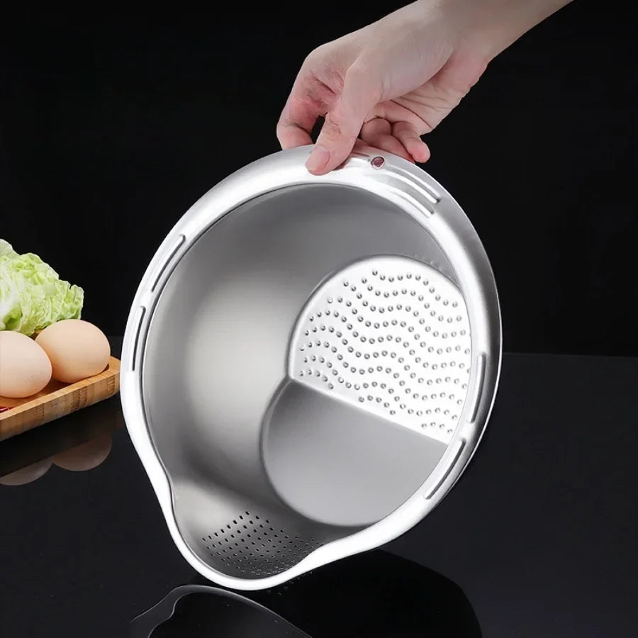 Rice Washer Strainer Bowl Stainless Steel 304 Rice Washing Bowl Rice Sieve Colander Fruit And Vegetable Strainer Kitchen Tools