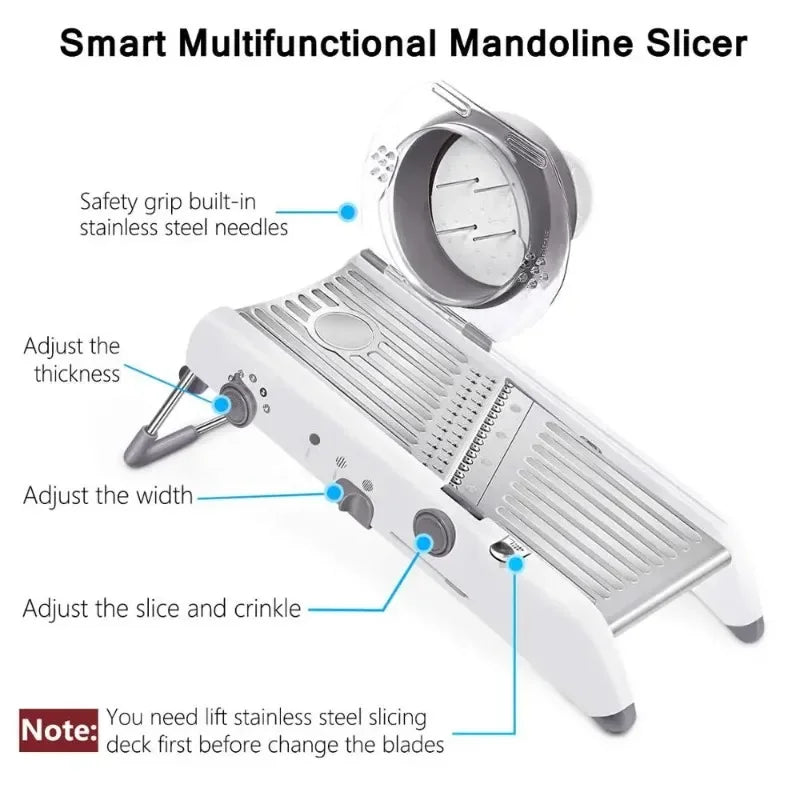 Adjustable Stainless Steel Mandoline Slicer, Vegetable Julienner, Grater, Onion, Potato, Cutter, 18 Types