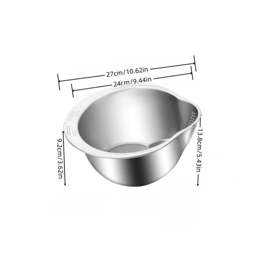 Rice Washer Strainer Bowl Stainless Steel 304 Rice Washing Bowl Rice Sieve Colander Fruit And Vegetable Strainer Kitchen Tools