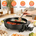 6L Large Capacity Electric Hot Pot With Divider, 5 Gear Adjustable Temperature Non-Stick Electric Cooker, Multifunctional Fondue Pot For 3-6 Peop