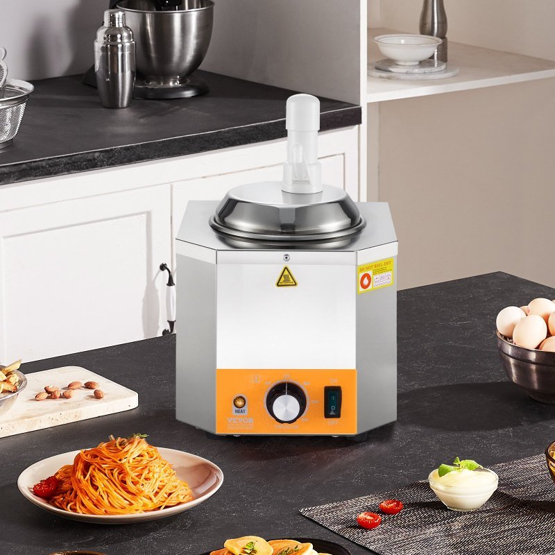 2.4L Electric Cheese Dispenser With Pump Commercial Hot Fudge Warmer 86F-230F