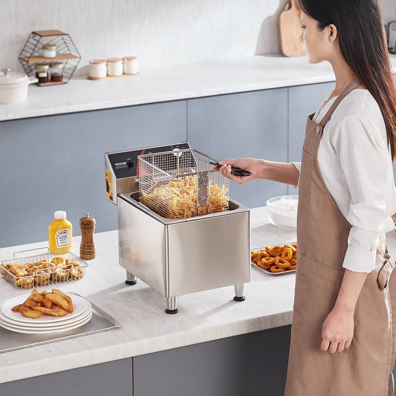 Commercial Electric Deep Fryer Countertop Deep Fryer 1750W 12Qt / 11.5L