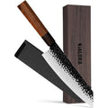 8 Inch Gyuto Knife - Professional Japanese Chef Knife - 3 Layers 9CR18MOV High Carbon Steel - Hand Hammered Blade Kitchen Knife