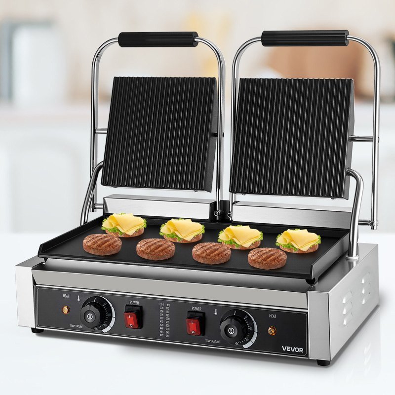 Commercial Panini Press Grill Electric Sandwich Maker Griddle Plate 19x9in