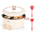 6L 1.59Gal Electric Hot Pot With Divider And Lid 2000W Stainless Steel With 2 Heat Settings Independent Control Overheat Protection Ladle & Slott
