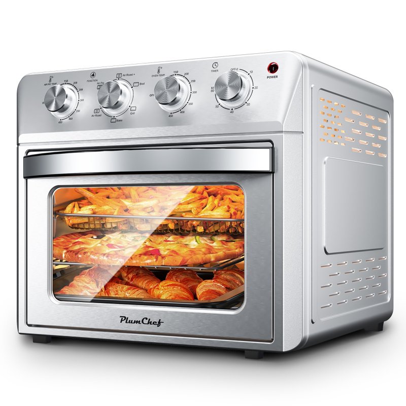 27.5QT 6-in-1 Air Fryer Toaster Oven, 6-Slice, Countertop Convection Oven, Air Frying, Baking, Roasting, Broiling & Grilling, 1600W, Sliver, Amaz
