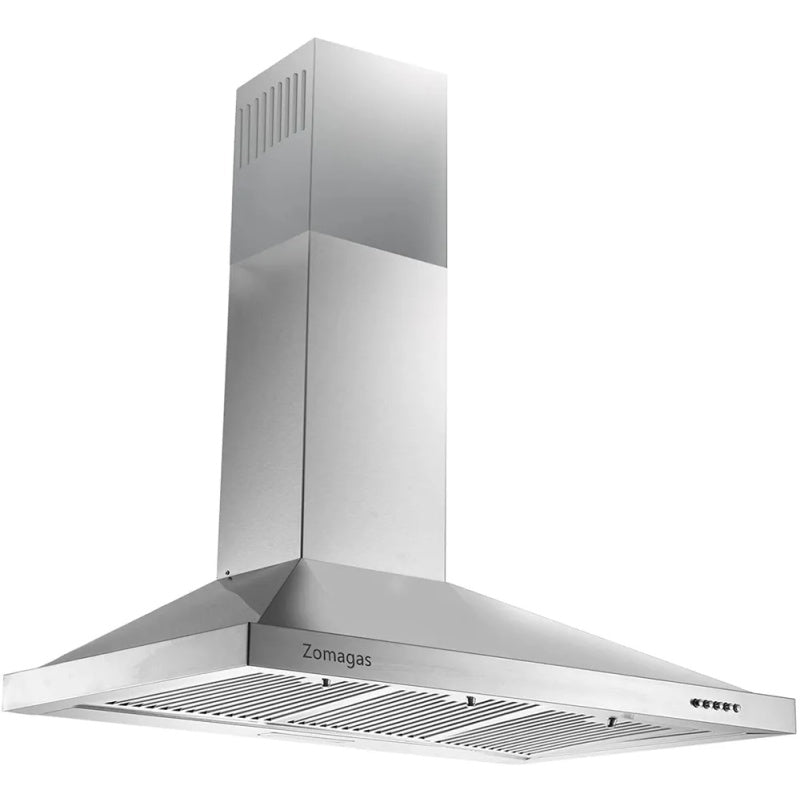 Range Hood 36 Inch;  Wall Mount Vent Hood In Stainless Steel With Ducted/Ductless Convertible Duct;  3 Speed Exhaust Fan;  Energy Saving LED Ligh