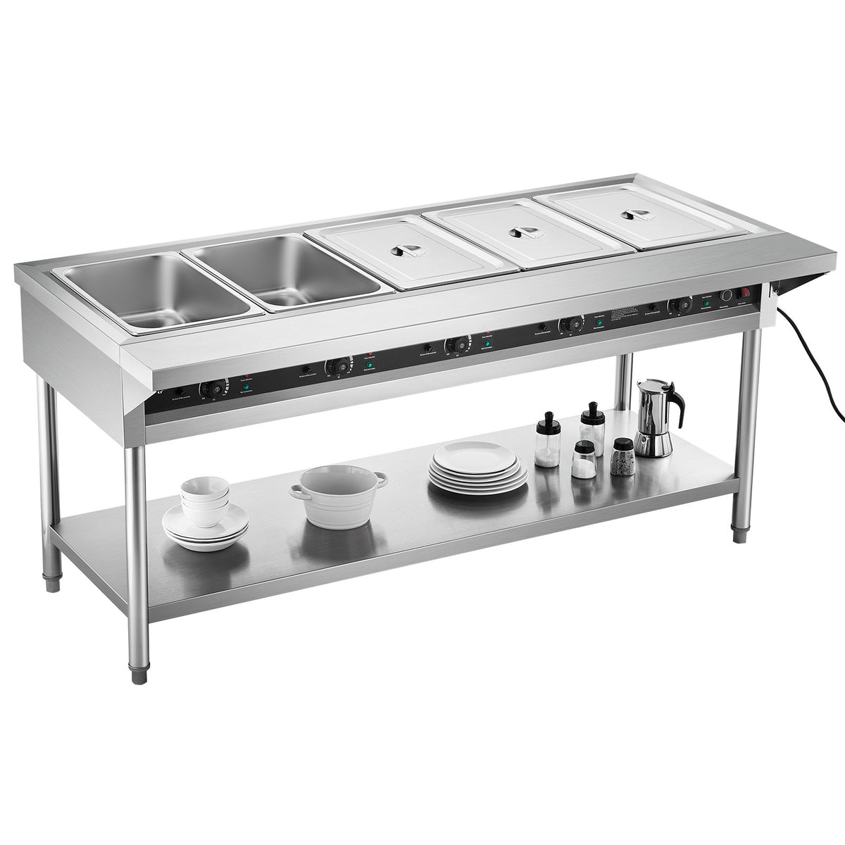5-Pan Commercial Food Warmer Steam Table With Independent Temperature Control