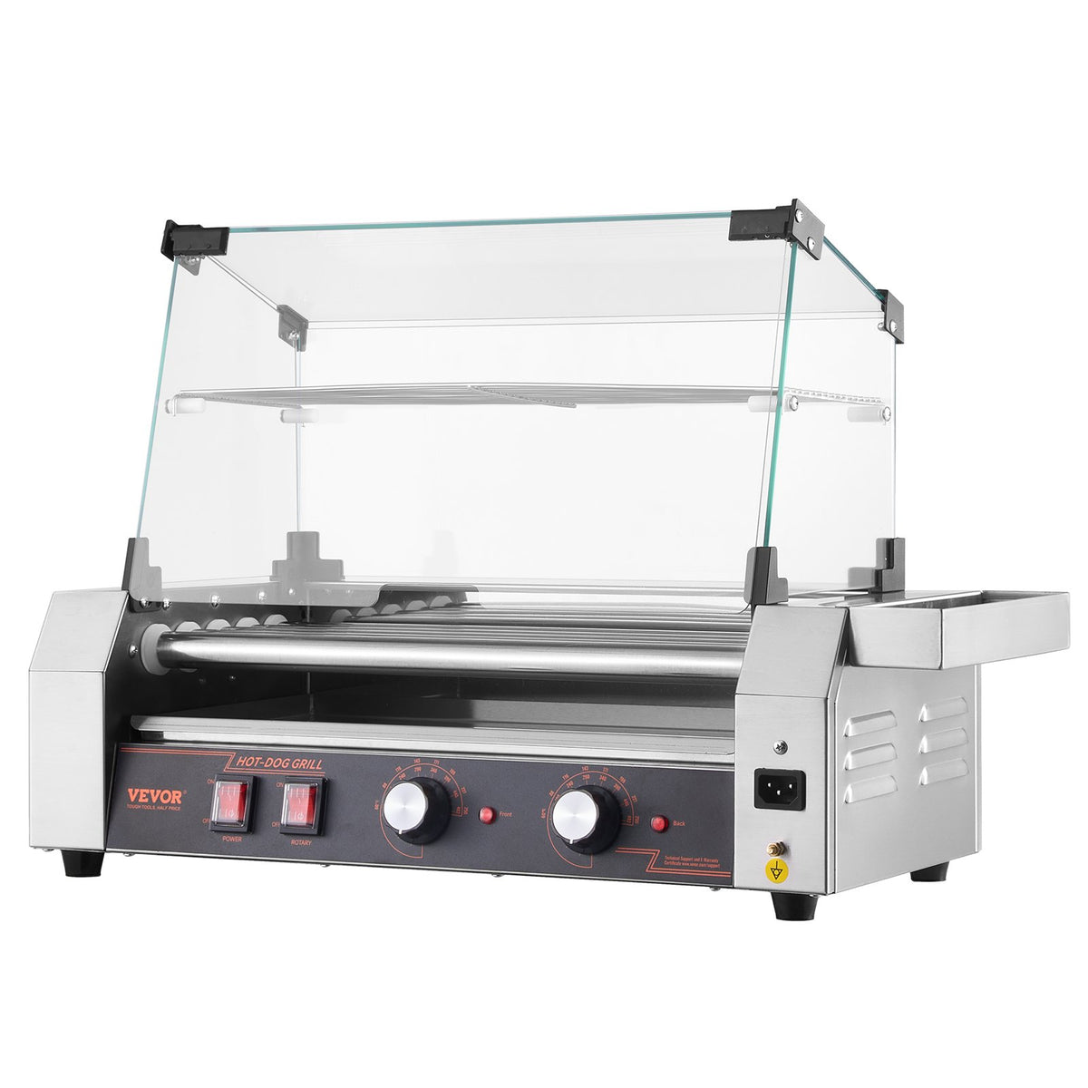 Electric 12 Hot Dog 5 Roller Commercial Grill Cooker Machine Cover 750W