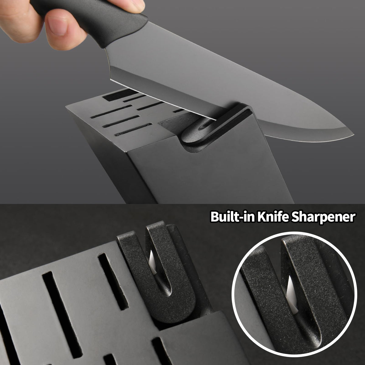 16 Pieces Kitchen Knife Block Set With Cutting Board, German Stainless Steel Knife Set With Sharpener, Dishwasher Safe, Anti-Slip Handle, 6 Steak