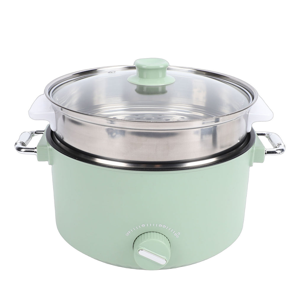 Electric Hot Pot 800W 3L Food Grade Nonstick Coating Multifunctional Electric Cooker With Steam Basket For Steak Rice Noodles Soup US Plug