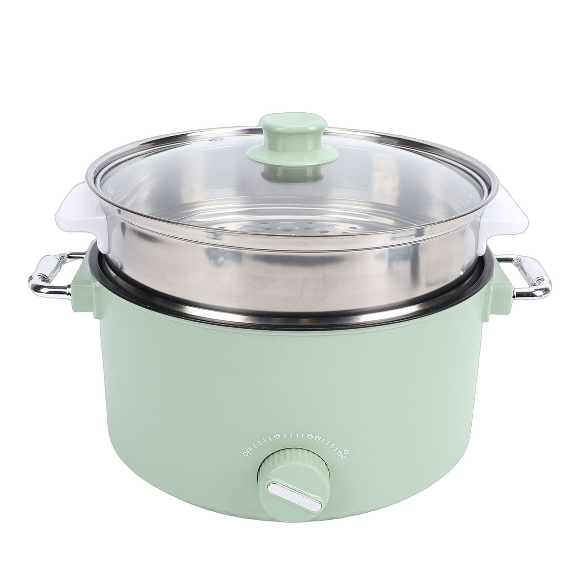 Electric Hot Pot 800W 3L Food Grade Nonstick Coating Multifunctional Electric Cooker With Steam Basket For Steak Rice Noodles Soup US Plug