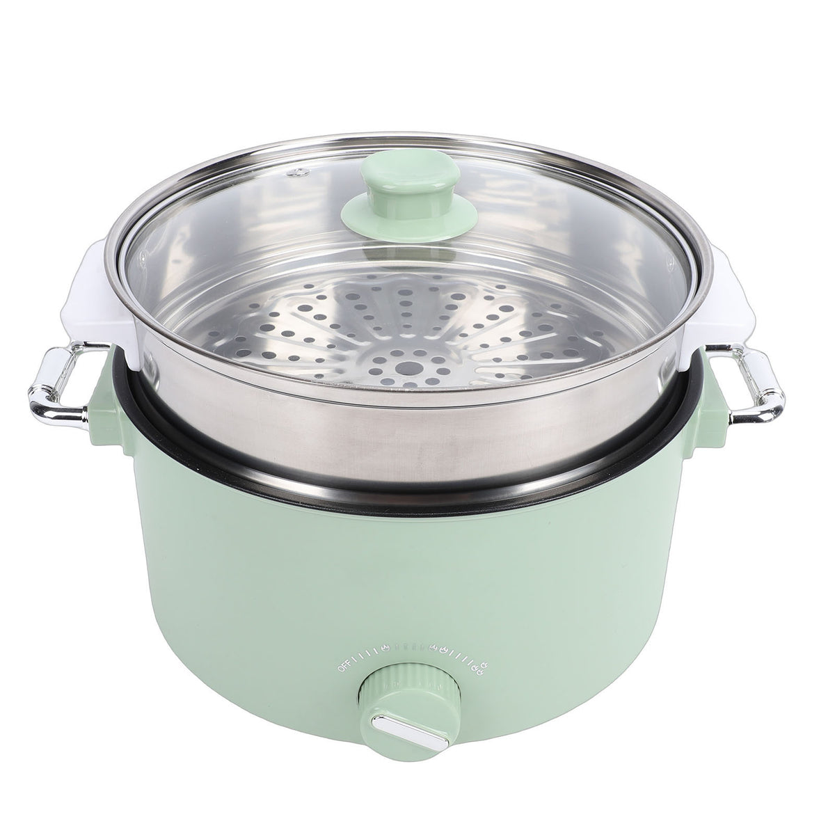 Electric Hot Pot 800W 3L Food Grade Nonstick Coating Multifunctional Electric Cooker With Steam Basket For Steak Rice Noodles Soup US Plug