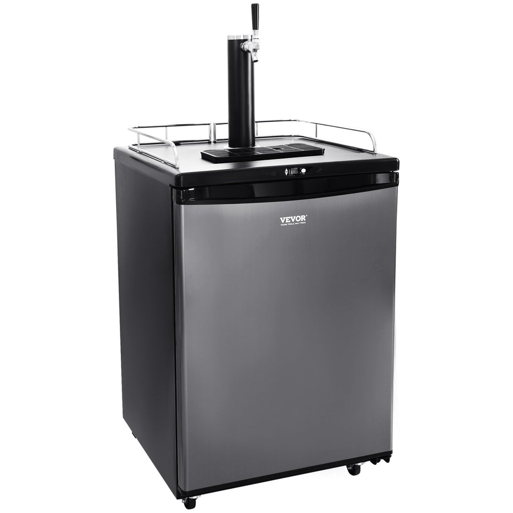 Beer Kegerator, Single Tap Draft Beer Dispenser, Full Size Keg Refrigerator With Shelves, CO2 Cylinder, Drip Tray & Rail, 32°F- 75.2°F Temperatur