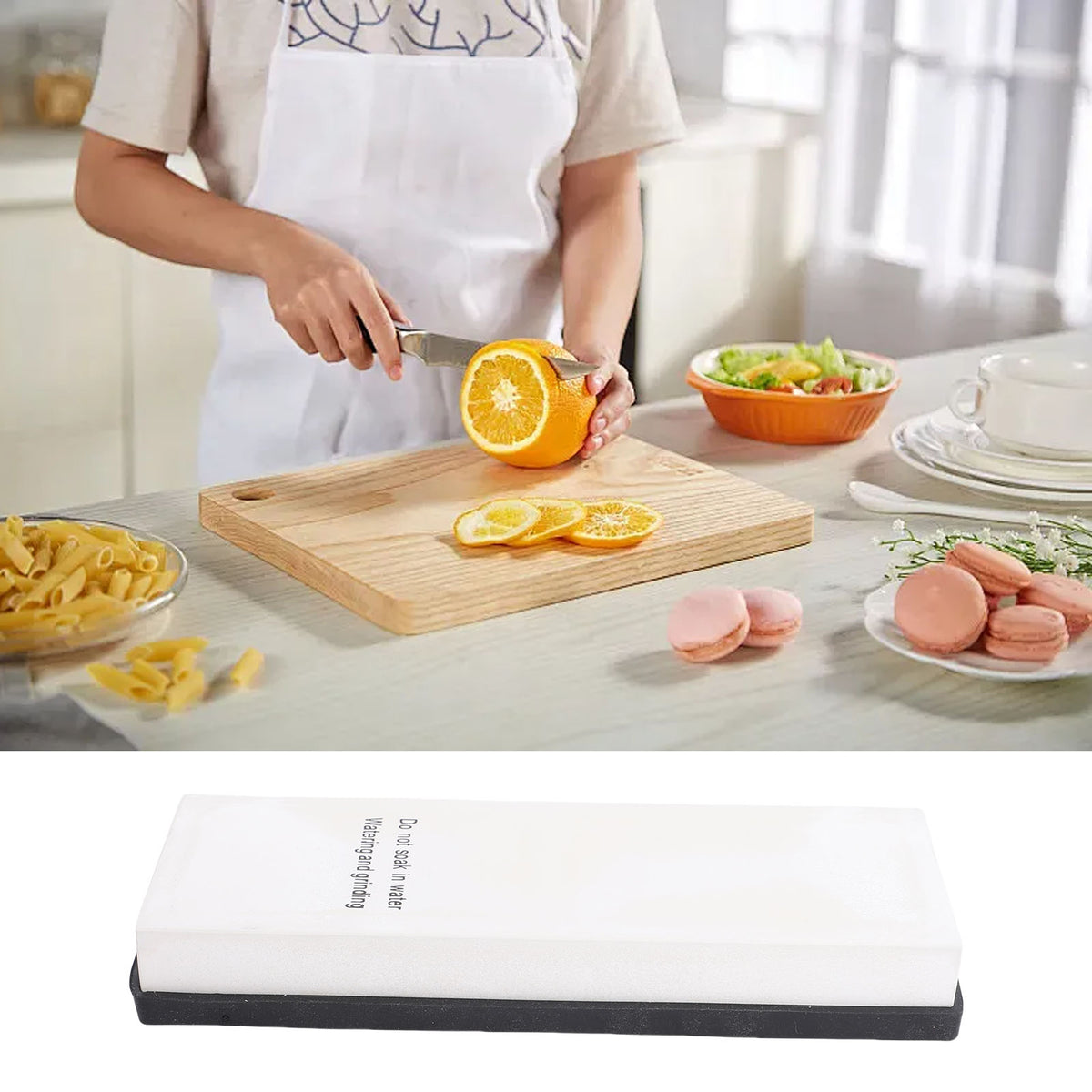 Grit 10000 Sharpening Stone White Corundum Fine Polishing Whetstone With Angle Guide Anti Slip Base For Kitchen