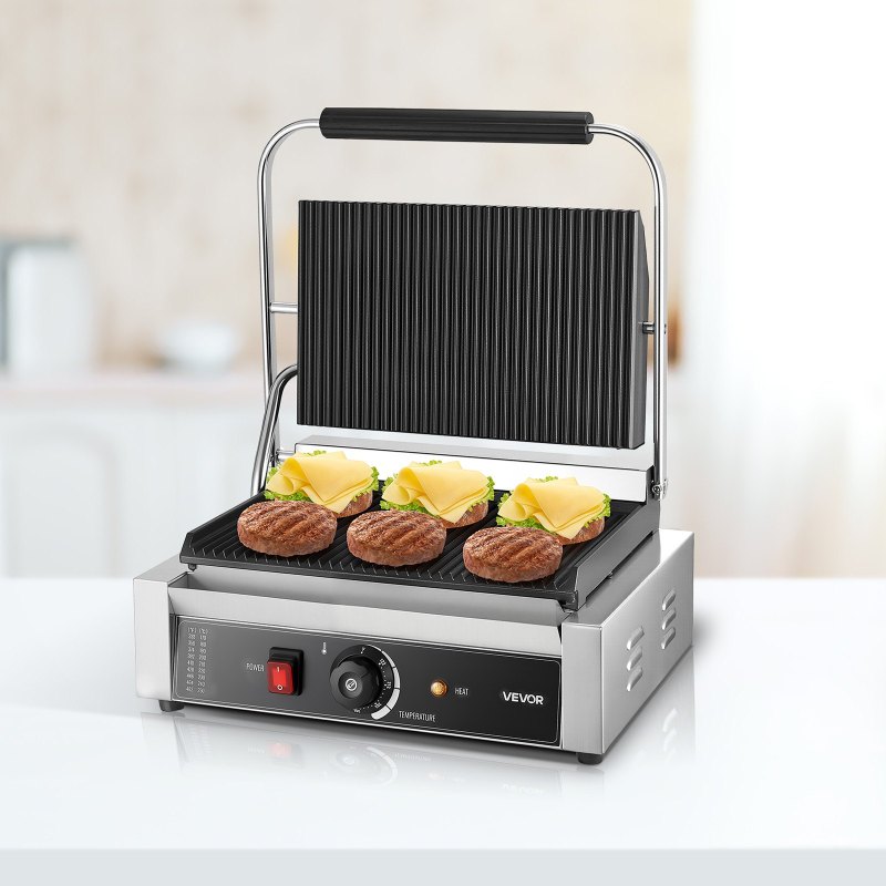 Commercial Panini Press Grill Electric Sandwich Maker Griddle Plate 13.5x9.3 In