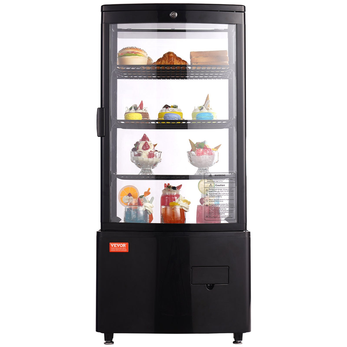 Refrigerated Display Case, 3 Cu.Ft./85L Countertop Pastry Display Case, 3-Tier Commercial Display Refrigerator With LED Lighting, TURBO Cooling,