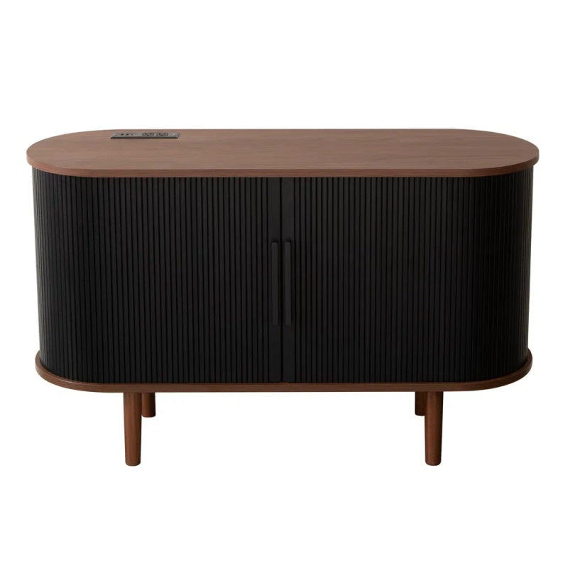 Fralimk Sideboard Buffet Cabinet With Storage, Modern Fluted Storage Cabinet For Dining Room, Tambour Door Console Table For Living Room, Office