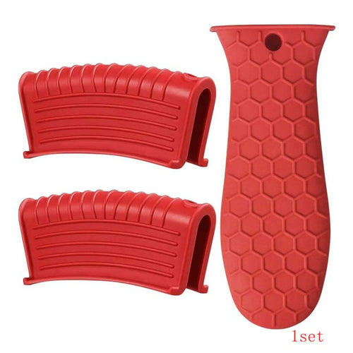 1 Set Of 3pcs,Silicone Hot Handle Holder, Heat Resistant Potholder Cookware Handle Cast Iron Skillets Handles Grip Covers For Cast Iron Skillet