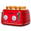 4 Slice Retro Toaster, Dual Control Toaster, 6 Settings, Bagel, Defrost, Removable Crumb Tray, Stainless Steel Housing, 1650W, Red, Amazon Resale