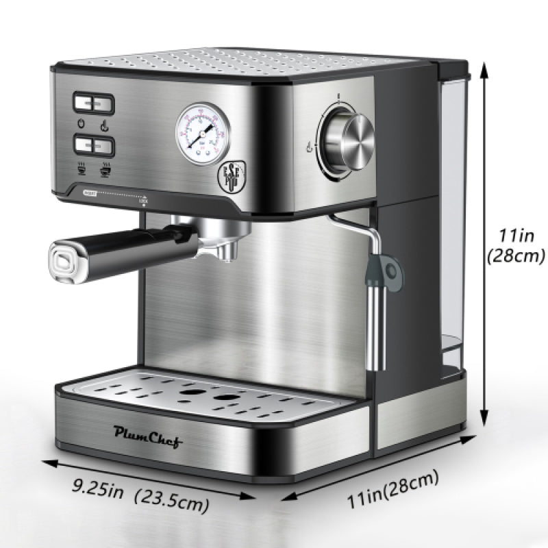 20 Bar Professional Espresso Machine With Milk Frother, Single & Double Shot, ESE Pod Compatible, Pressure Display, Removable Water Tank For Capp