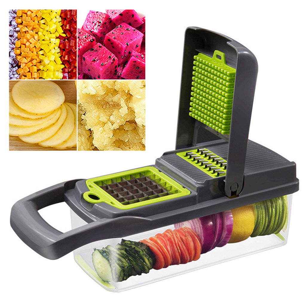 Vegetable Chopper With 1.5L Container Manual Food Veggie Cutter Kitchen Gadgets For Potatoes Tomatoes Cucumbers Carrots