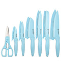 Kitchen Knife Set With Guards, 13 Piece Blue Non-Stick Stainless Steel Boxed Knives Set, Anti-Rust And Dishwasher Safe, 6 Knives With 6 Blade Cov