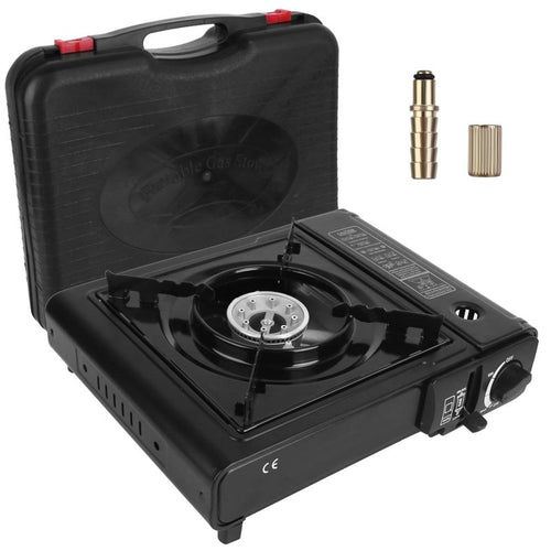 1Pc 3300W Portable Camping Stove Butane Canister Dual Fuel Burner Piezo Electric Ignition Single Burner With Automatic Tank Ejection Overpressure