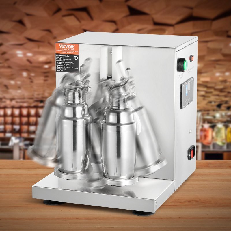Milkshake Maker Machine, 120W Commercial Milk Tea Shaker Machine, Double Head Milk Shake Mixer Machine, 0-180s Adjustable Milkshake Blender, With
