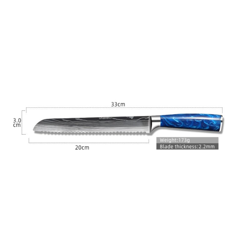 8-inch Chef Knife with Blue Resin Handle