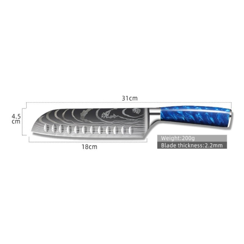 8-inch Chef Knife with Blue Resin Handle