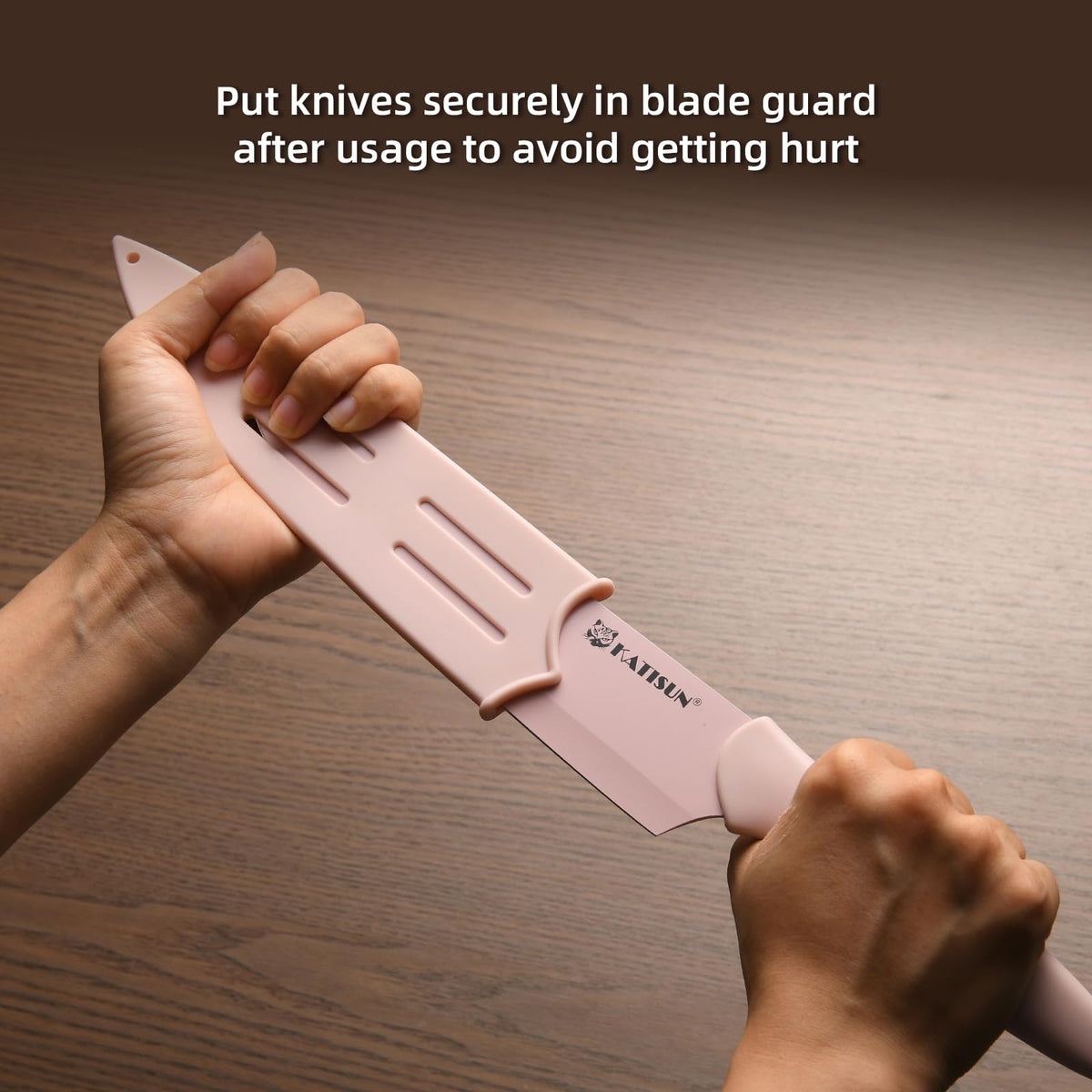 Kitchen Knife Set With Block, 14 Piece Pink Non-Stick Paint Coating Stainless Steel Knives Set, Anti-Rust And Dishwasher Safe, 12 Knives With Kit