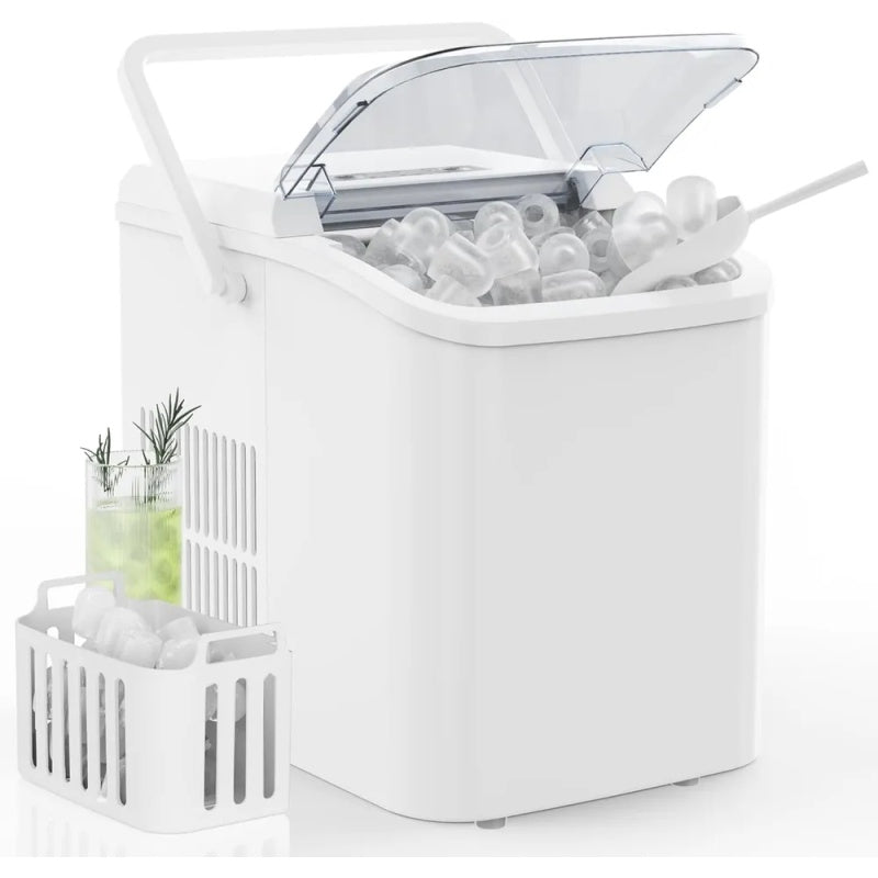 Countertop Ice Maker With Handle, 26lbs&24H Portable Ice Machine, 9 Bullet Ice Cubes Ready In 6 Mins, Self-Cleaning, Quiet Compact Ice Maker For